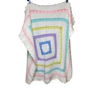 Handmade crochet pastel baby Afghan size 34” X 34”